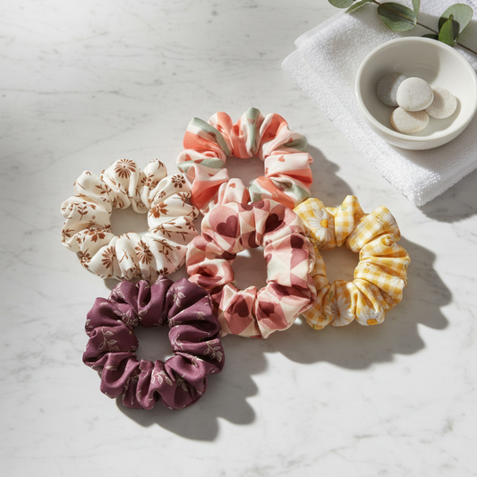 Mini scrunchie collection in five prints