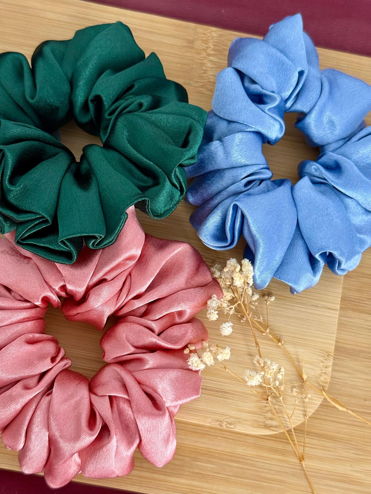 Plain Satin Scrunchies