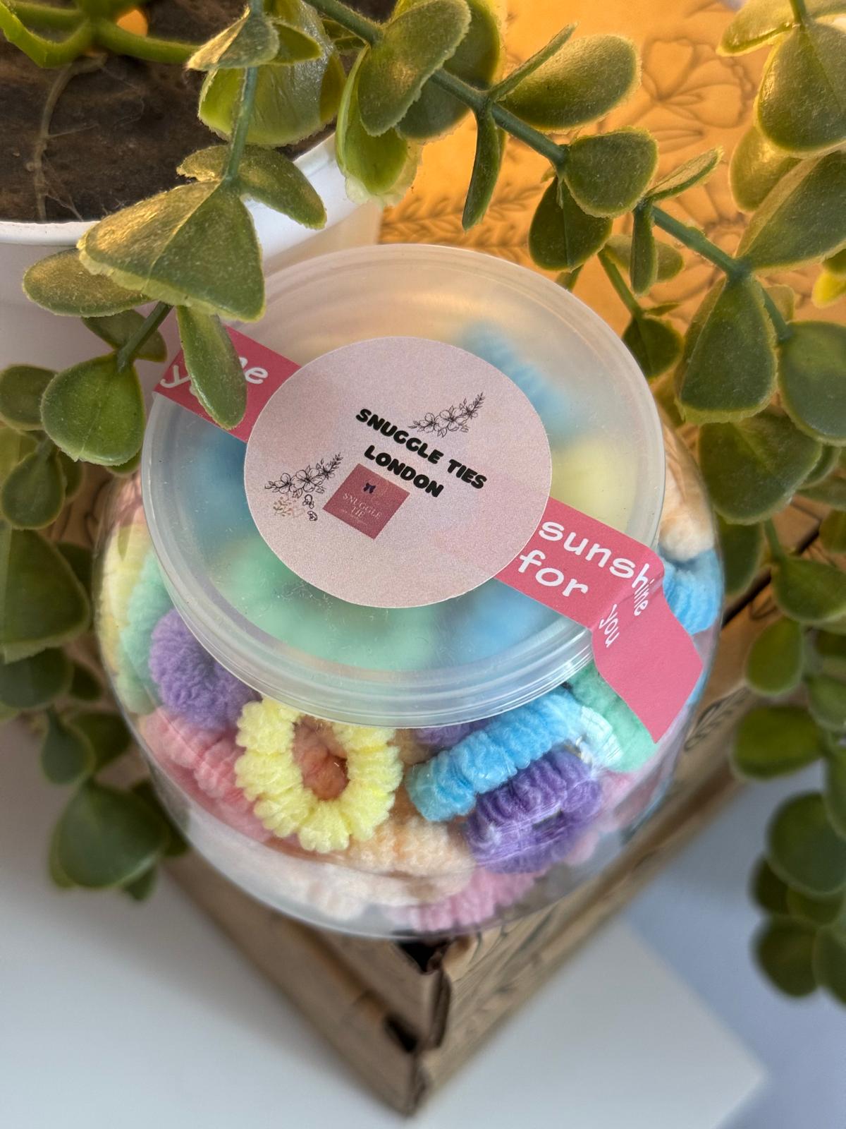 Knit Seamless Hair Ties - 100 pieces sweet cup