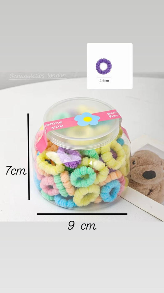 Knit Seamless Hair Ties - 100 pieces sweet cup