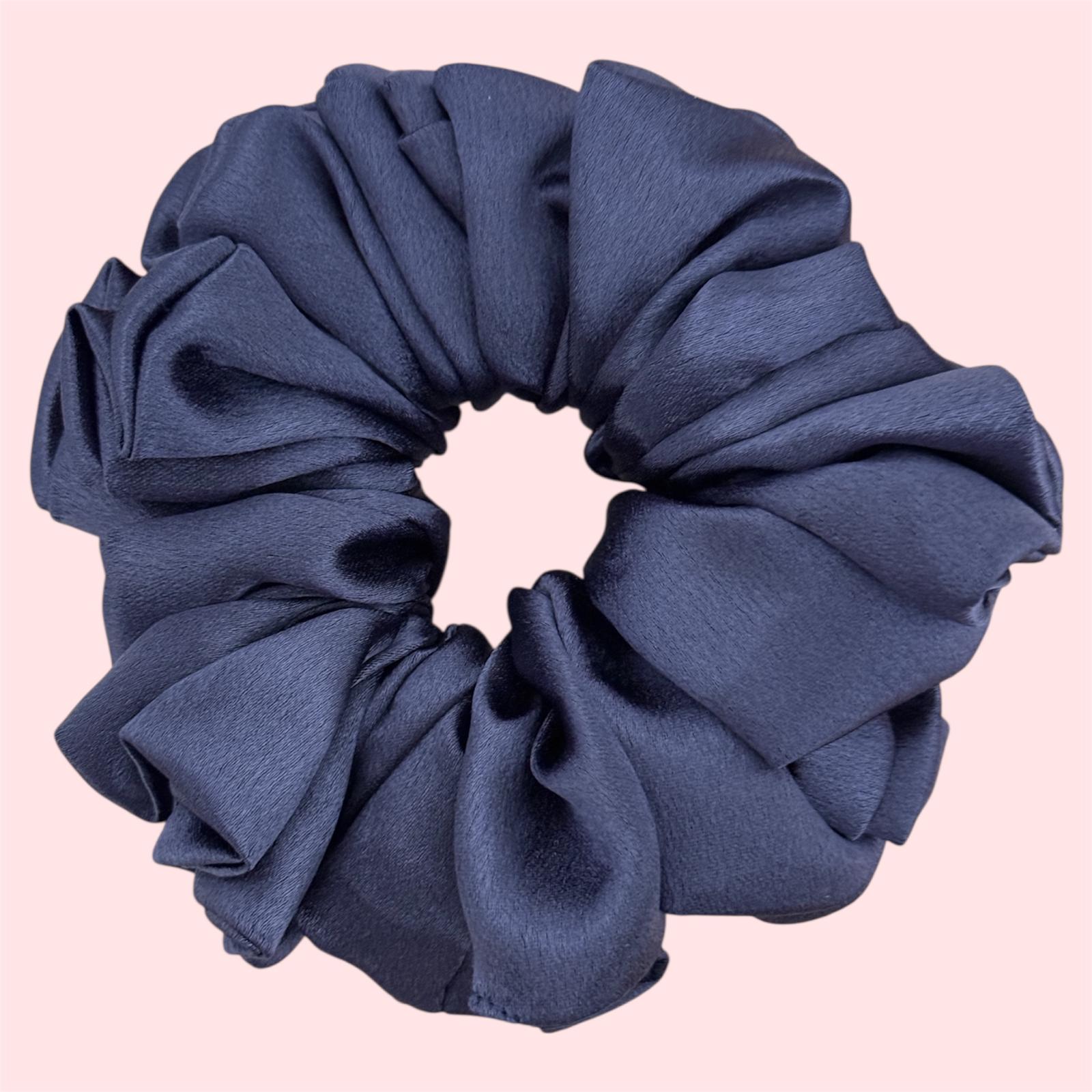 Aubergine deep purple luxury satin scrunchie medium 4 inches