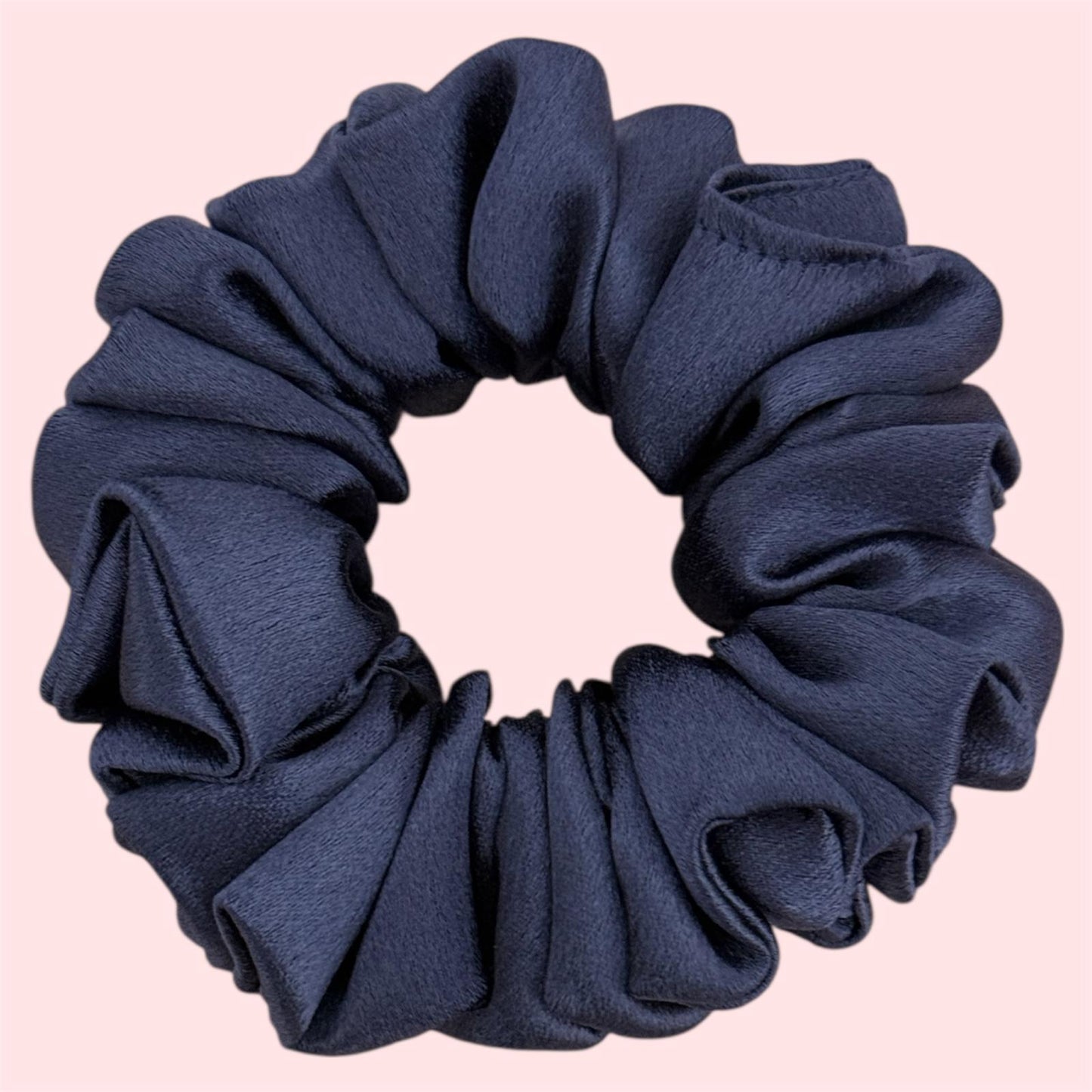 Aubergine purple satin scrunchie small size handmade by Snuggle Ties London"